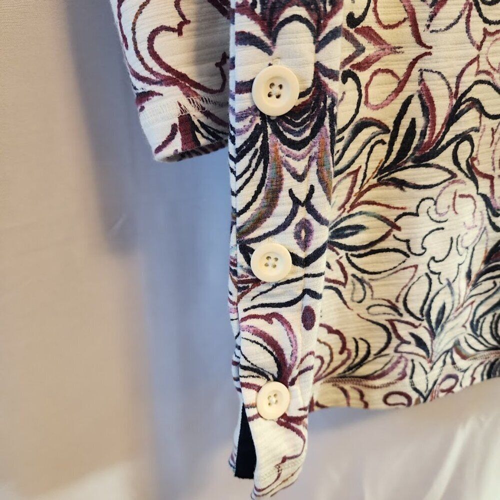 T By Talbots Top Fall Colors Button Sides 3/4 Sle… - image 4